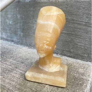 Vintage Onyx/Marble Stone Egyptian Ancient Pharaoh Nefertiti Bust Head Figure